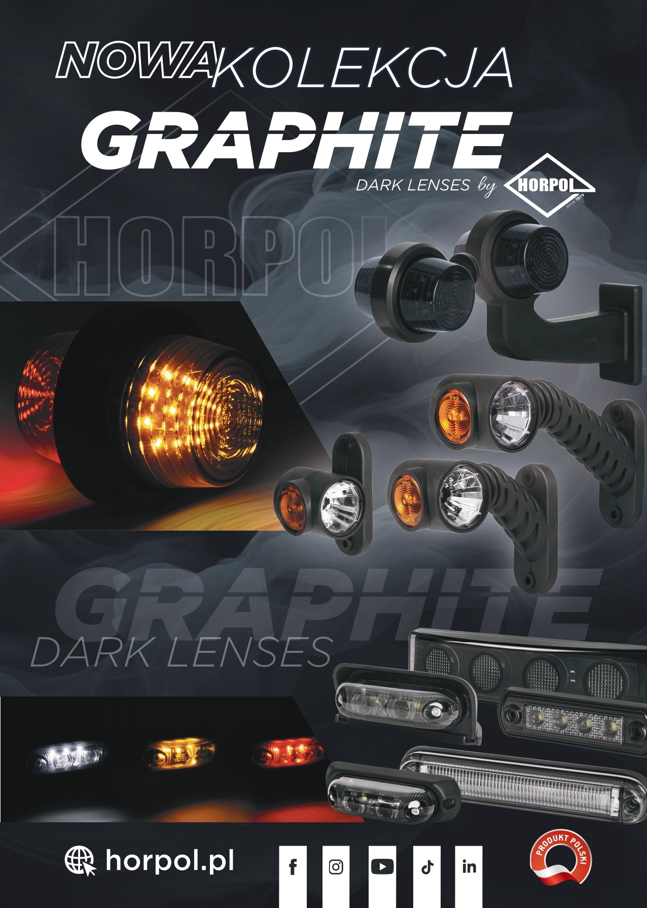 Horpol Graphite Gylle / Stalk Short Arm Marker Light White & Red