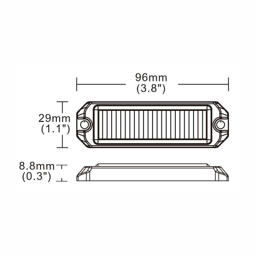 Ultra Slim Amber 4 LED Directional Warning Light