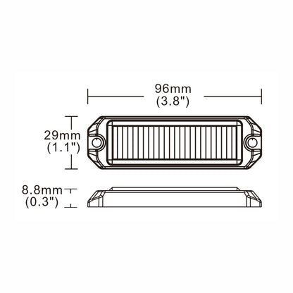 Ultra Slim Amber 4 LED Directional Warning Light