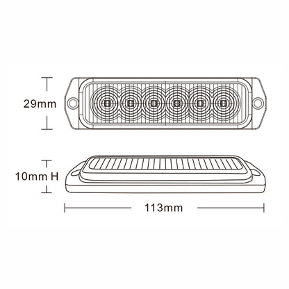 Smoked Ultra Thin 6 LED Warning Light