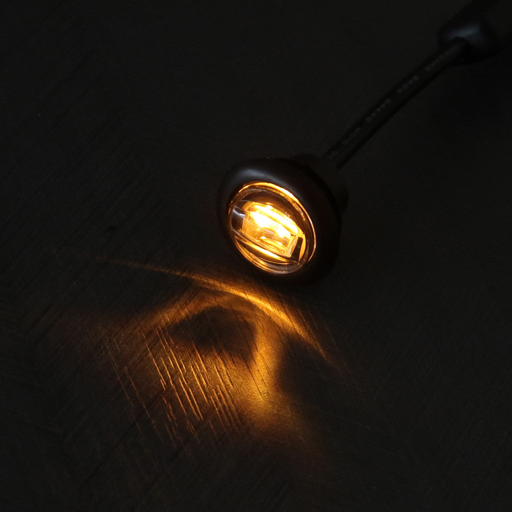 Flush Fit Amber Round LED Button Marker Light + Amber Strobe
