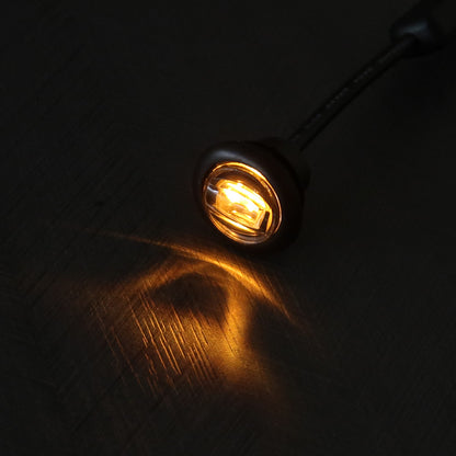 Flush Fit Amber Round LED Button Marker Light + Amber Strobe