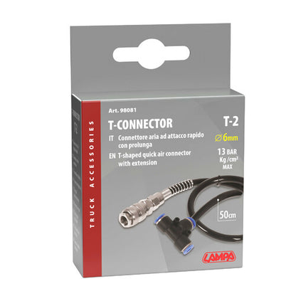 6mm Quick Air Connector T-Piece with 50cm Extension