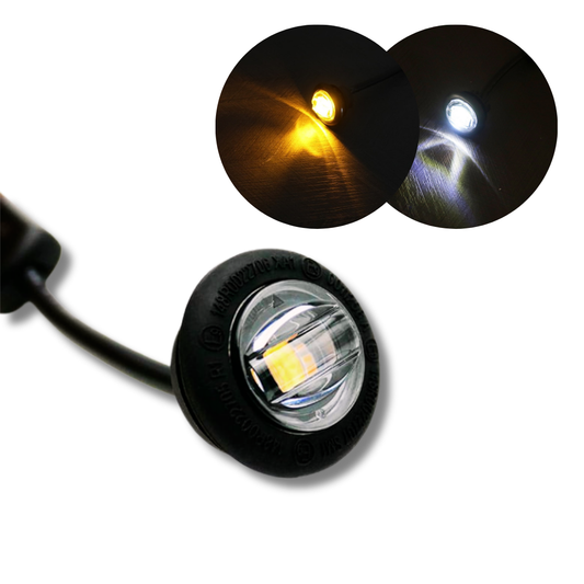 Flush Fit White Round LED Button Marker Light + Amber Strobe