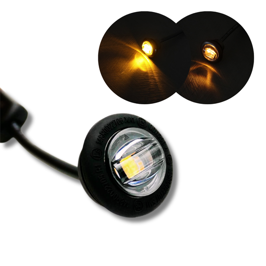 Flush Fit Amber Round LED Button Marker Light + Amber Strobe