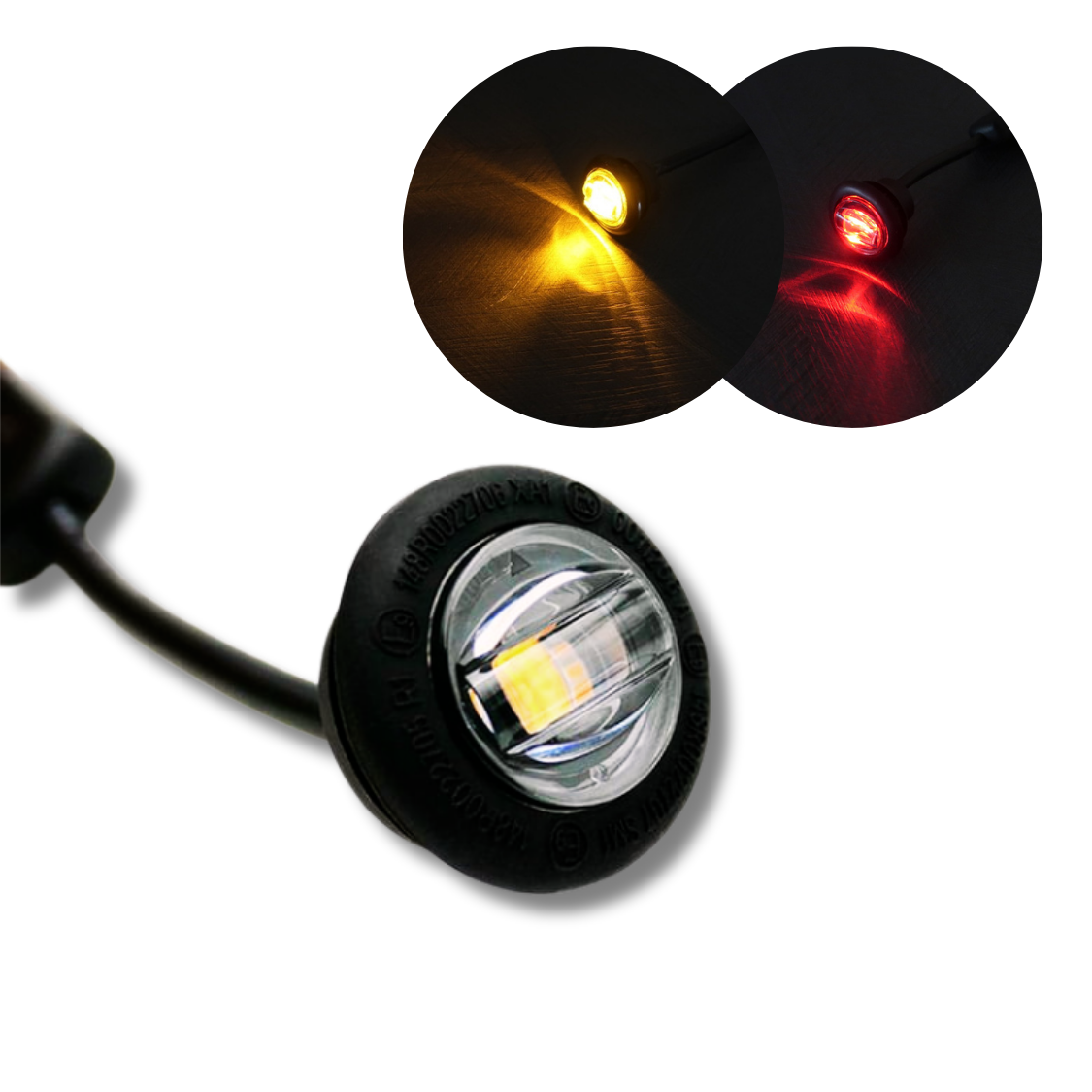 Flush Fit Red Round LED Button Marker Light + Amber Strobe