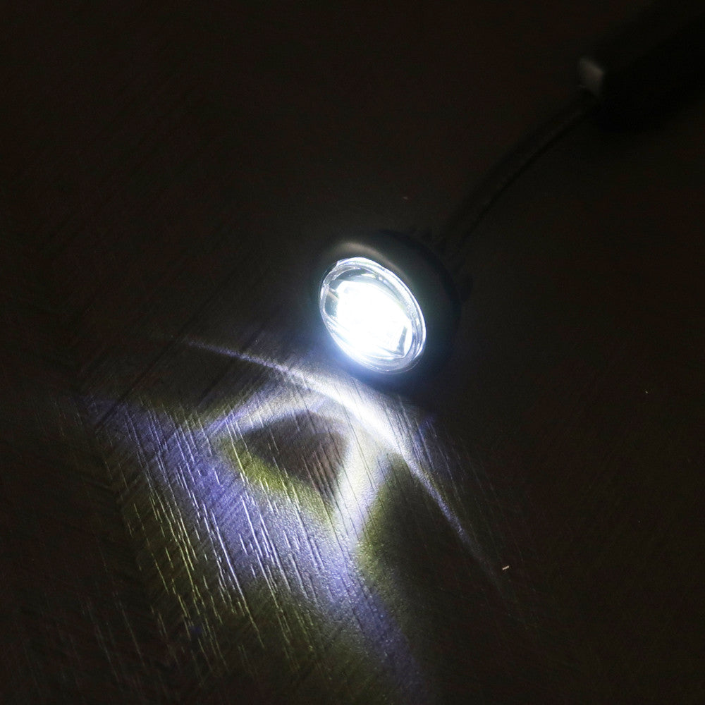 Flush Fit White Round LED Button Marker Light + Amber Strobe