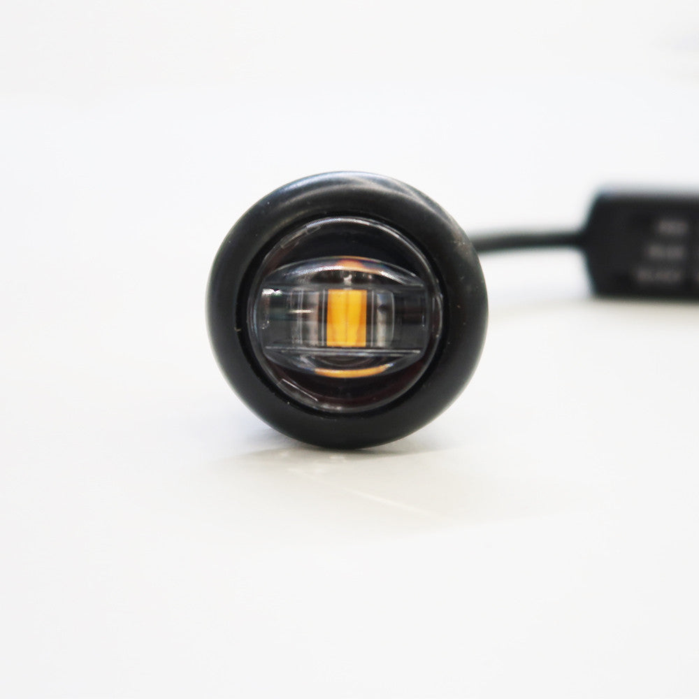 Flush Fit Red Round LED Button Marker Light + Amber Strobe