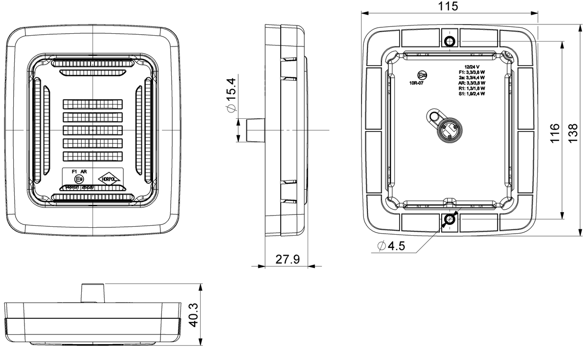 HORPOL CUBE LZD 2876 rear fog and reversing lamp – manufacturer image