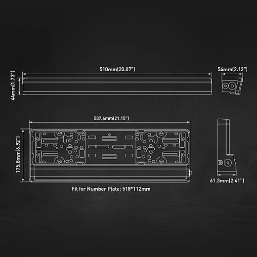 QuickFit Dual Colour Position Light LED Lightbar With Number Plate Holder