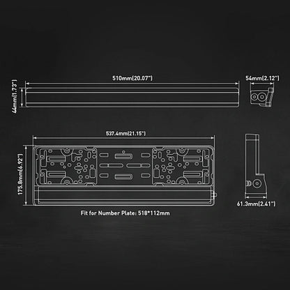 QuickFit Dual Colour Position Light LED Lightbar With Number Plate Holder