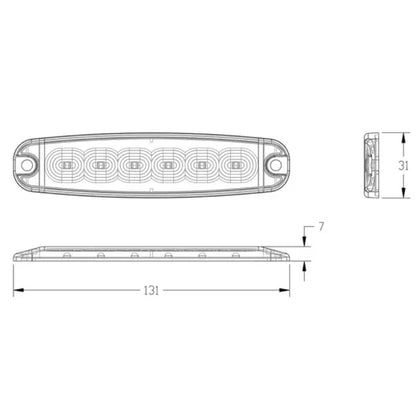 Ultra FlatLine Amber 6 LED Grill/Directional Warning Light