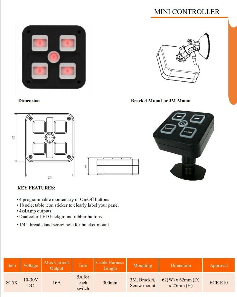 Multi-Purpose 4 Way Switch Control Panel 12/24v