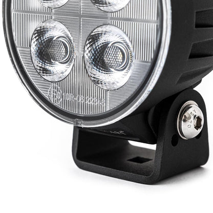 TRALERT WF-4038R round LED work light - lens and mounting bracket detail