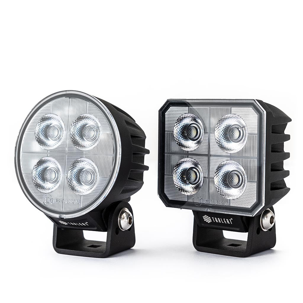 TRALERT WF-4038V square LED work light - round and square lamps comparison